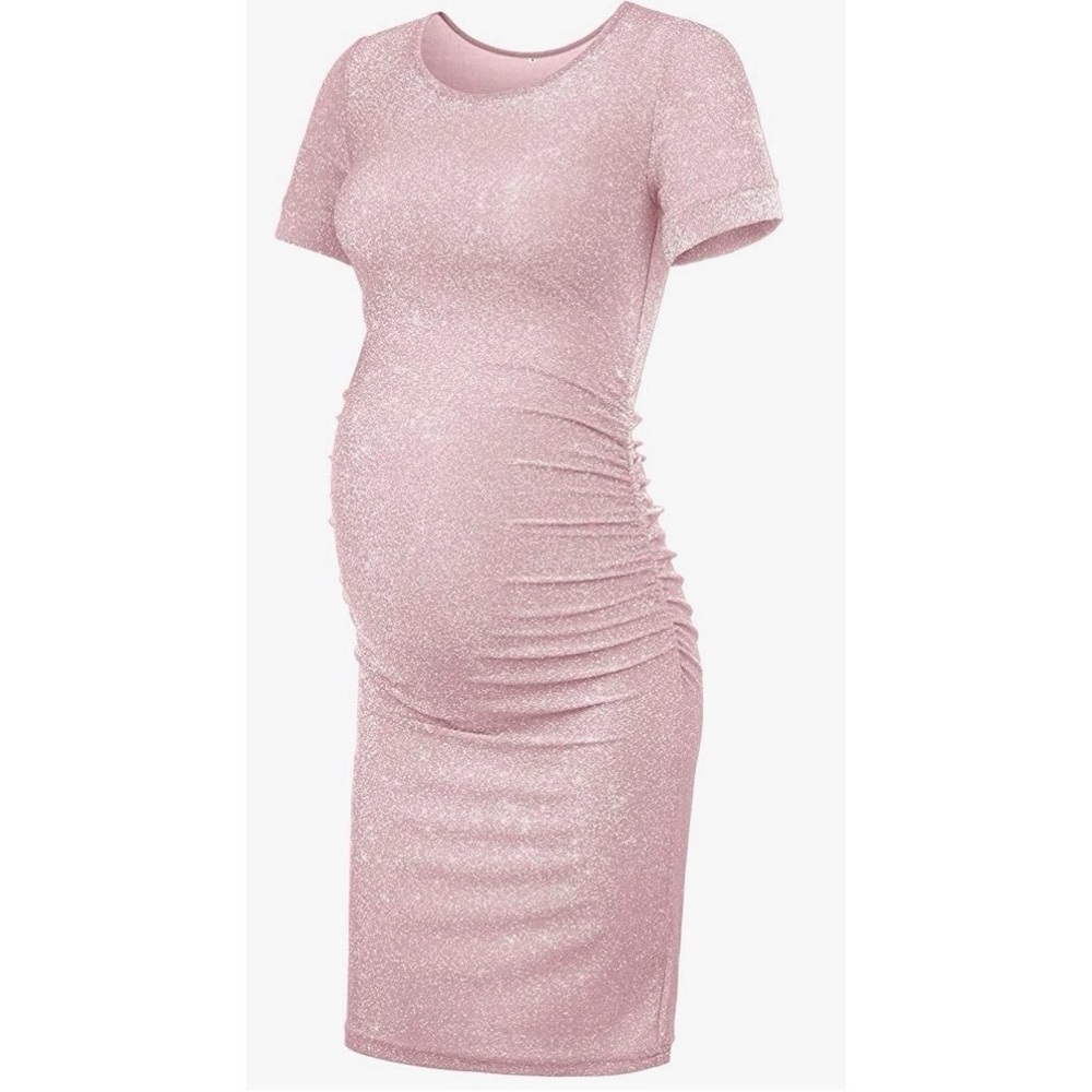 Pink sparkle maternity dress baby shower dress